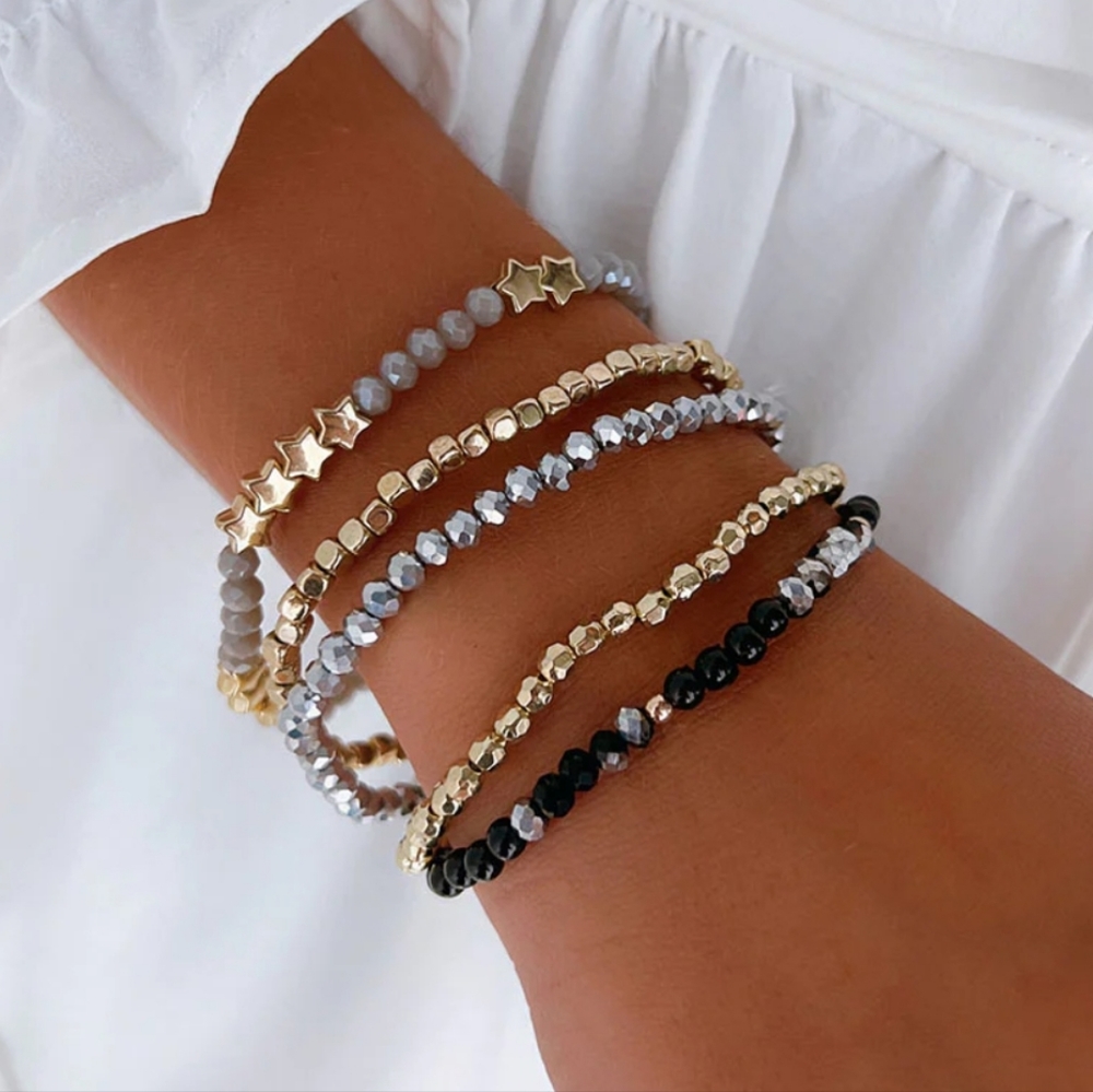 Stargaze Jewelry Crybaby Midnight Pia Bracelet Black Gold Silver Beads Beaded